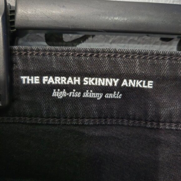 AG Farrah High Rise Raw Hem Ankle Skinny High-Rise Jeans, Distressed Black, 26" - Picture 5 of 9